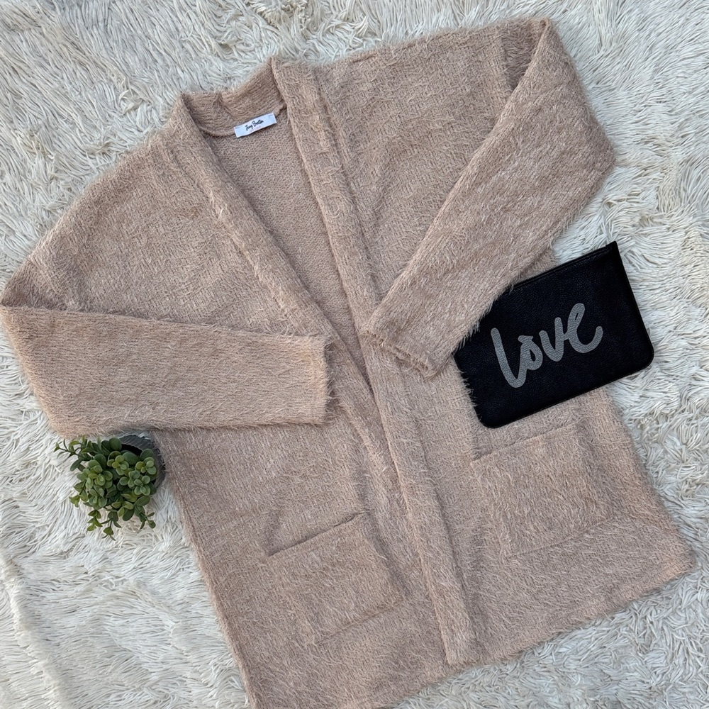 Jenny Boston Eyelash Open Cardigan 💗 Beige